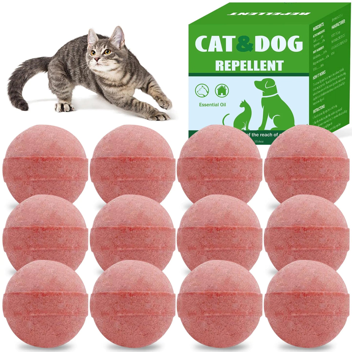 12Pack Cat Repellent Indoor Outdoor Cat & Dog Natural Repellents Peppermint Oil to Repel Stray Dog Feral Cats Deer Animal Keep Your Home Yard Porch Furniture Curtain from Cat Scratches